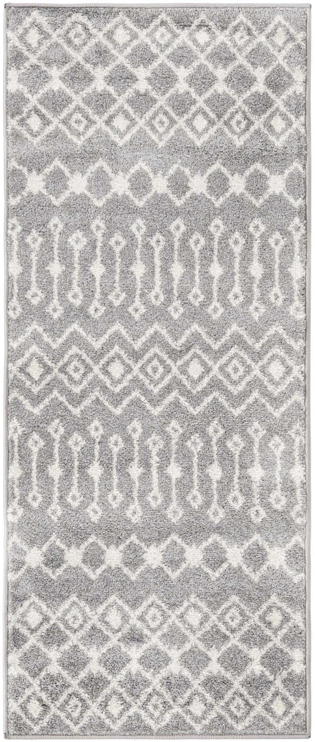 Gray 2' x 5' 3 Tribal Trellis Runner Area Rug Geometric Southwestern Inspired Durable Carpet for Home Interior Design for Sale at Rug Engine