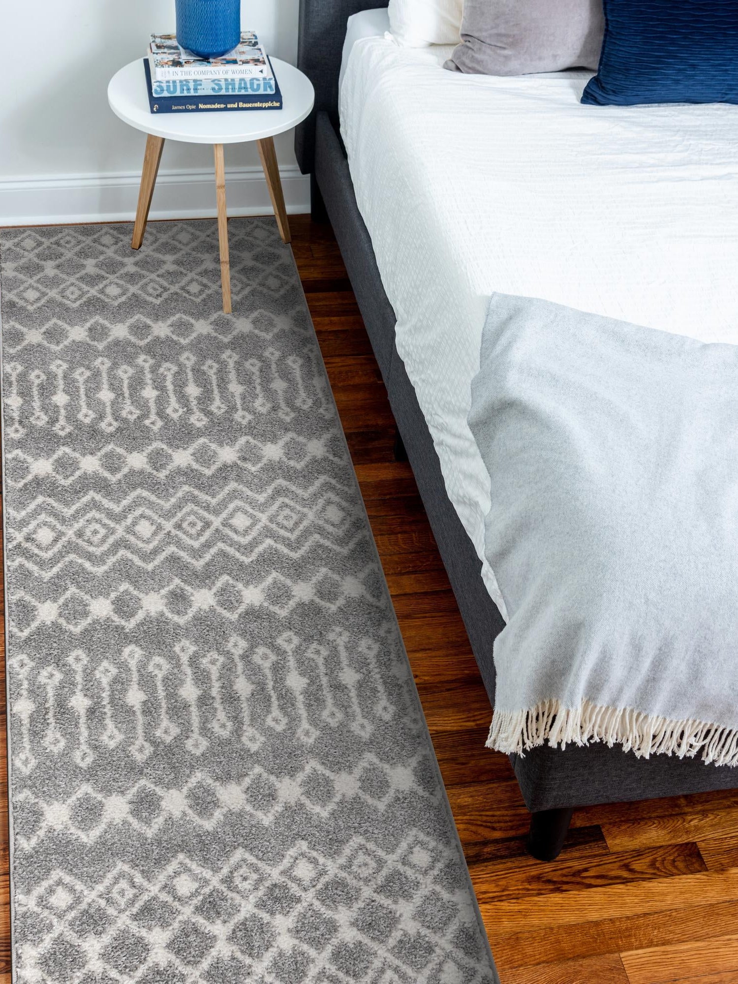 Gray 2' x 7' 1 Tribal Trellis Runner Area Rug Geometric Southwestern Inspired Durable Carpet for Home Interior Design for Sale at Rug Engine