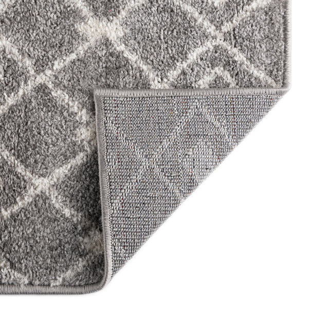 Gray 2' x 7' 1 Tribal Trellis Runner Area Rug Geometric Southwestern Inspired Durable Carpet for Home Interior Design for Sale at Rug Engine