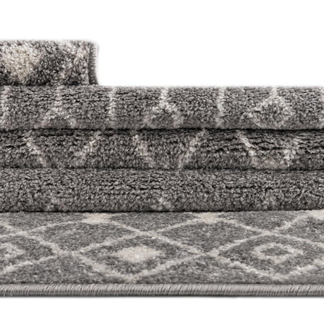 Gray 2' x 7' 1 Tribal Trellis Runner Area Rug Geometric Southwestern Inspired Durable Carpet for Home Interior Design for Sale at Rug Engine