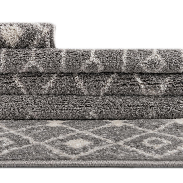 Gray 2' x 7' 1 Tribal Trellis Runner Area Rug Geometric Southwestern Inspired Durable Carpet for Home Interior Design for Sale at Rug Engine
