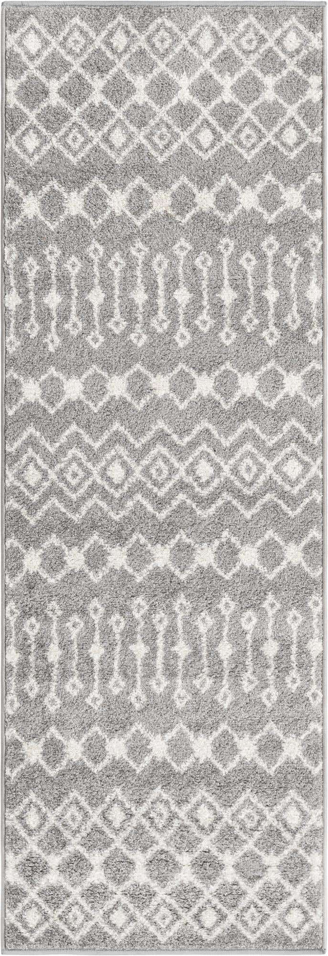 Gray 2' x 6' 1 Tribal Trellis Runner Area Rug Geometric Southwestern Inspired Durable Carpet for Home Interior Design for Sale at Rug Engine