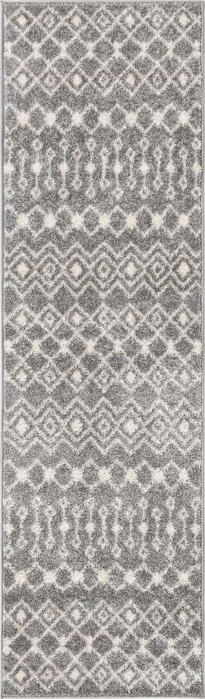 Gray 2' x 7' 1 Tribal Trellis Runner Area Rug Geometric Southwestern Inspired Durable Carpet for Home Interior Design for Sale at Rug Engine