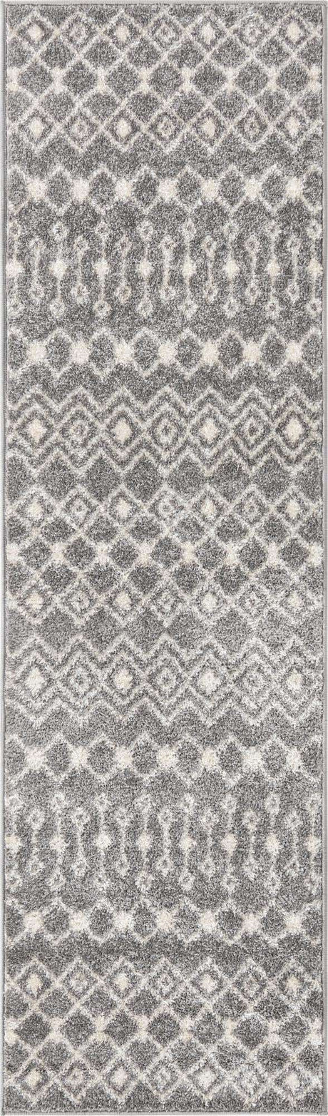 Gray 2' x 7' 1 Tribal Trellis Runner Area Rug Geometric Southwestern Inspired Durable Carpet for Home Interior Design for Sale at Rug Engine