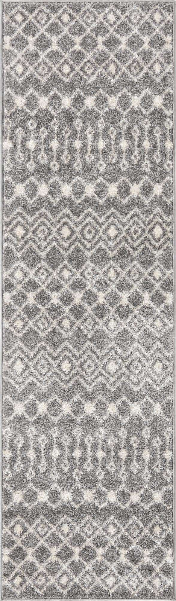 Gray 2' x 7' 1 Tribal Trellis Runner Area Rug Geometric Southwestern Inspired Durable Carpet for Home Interior Design for Sale at Rug Engine
