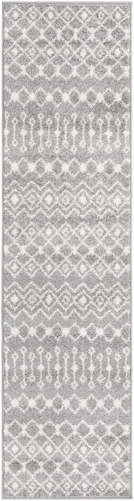 Gray 2' x 8' Tribal Trellis Runner Area Rug Geometric Southwestern Inspired Durable Carpet for Home Interior Design for Sale at Rug Engine