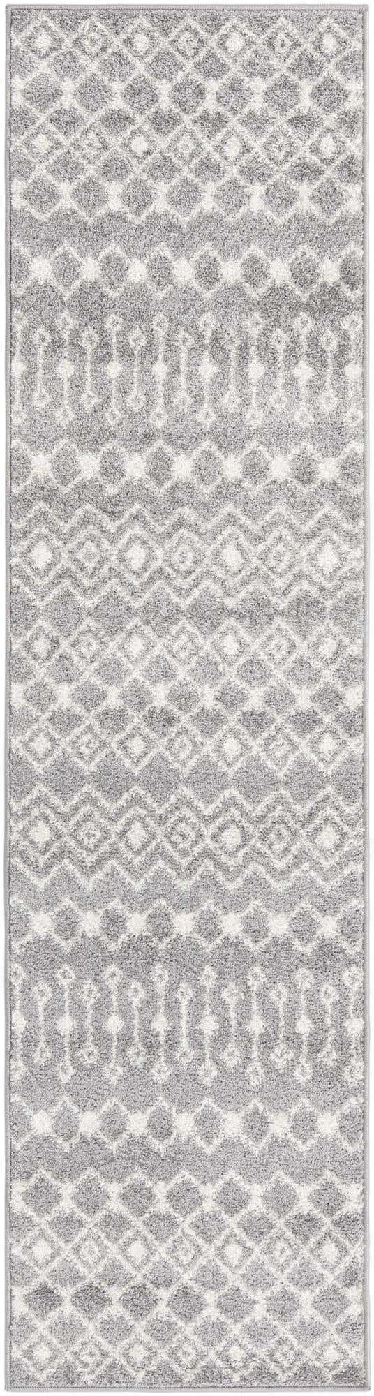 Gray 2' x 8' Tribal Trellis Runner Area Rug Geometric Southwestern Inspired Durable Carpet for Home Interior Design for Sale at Rug Engine