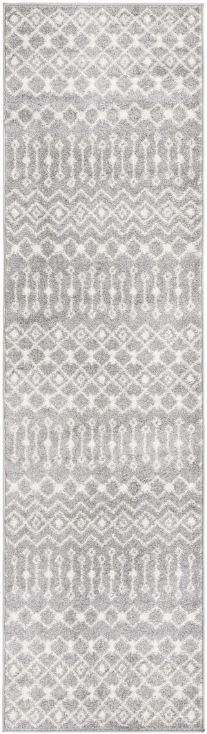Gray 2' 7 x 10' Tribal Trellis Runner Area Rug Geometric Southwestern Inspired Durable Carpet for Home Interior Design for Sale at Rug Engine