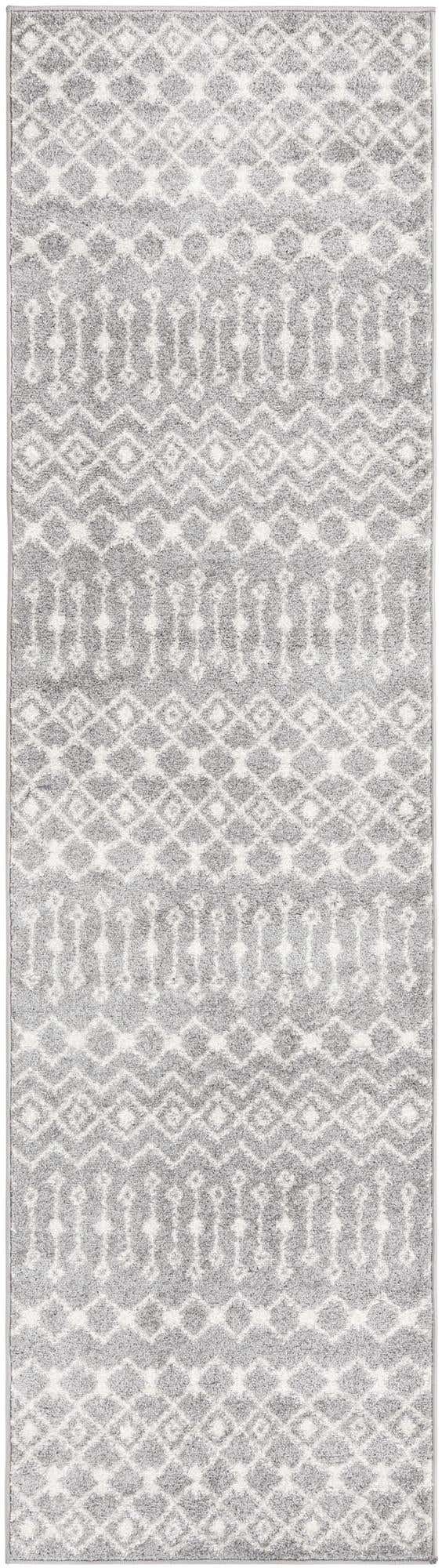 Gray 2' 7 x 10' Tribal Trellis Runner Area Rug Geometric Southwestern Inspired Durable Carpet for Home Interior Design for Sale at Rug Engine
