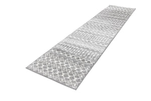 Gray 2' 7 x 12' Tribal Trellis Runner Area Rug Geometric Southwestern Inspired Durable Carpet for Home Interior Design for Sale at Rug Engine