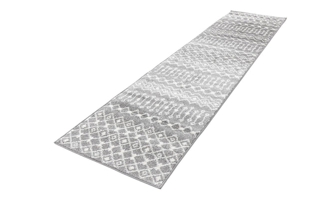 Gray 2' 7 x 12' Tribal Trellis Runner Area Rug Geometric Southwestern Inspired Durable Carpet for Home Interior Design for Sale at Rug Engine