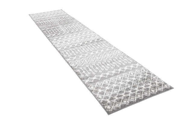 Gray 2' 7 x 12' Tribal Trellis Runner Area Rug Geometric Southwestern Inspired Durable Carpet for Home Interior Design for Sale at Rug Engine