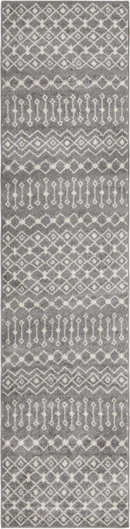 Gray 2' 7 x 12' Tribal Trellis Runner Area Rug Geometric Southwestern Inspired Durable Carpet for Home Interior Design for Sale at Rug Engine