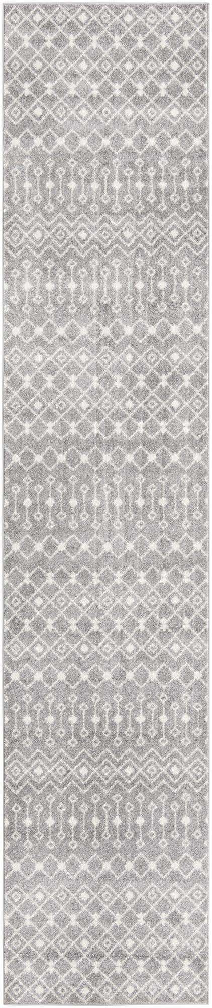 Gray 3' 3 x 16' 5 Tribal Trellis Runner Area Rug Geometric Southwestern Inspired Durable Carpet for Home Interior Design for Sale at Rug Engine