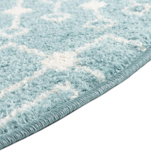 Aqua Blue 4' x 6' Tribal Trellis Oval Area Rug Geometric Southwestern Inspired Durable Carpet for Home Interior Design for Sale at Rug Engine