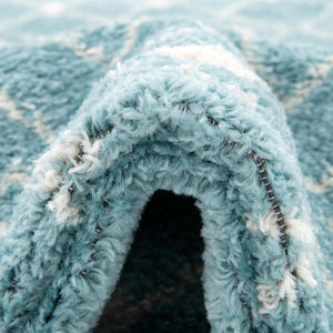 Aqua Blue 7' 10 x 10' Tribal Trellis Oval Area Rug Geometric Southwestern Inspired Durable Carpet for Home Interior Design for Sale at Rug Engine