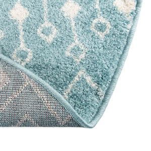 Aqua Blue 4' x 6' Tribal Trellis Oval Area Rug Geometric Southwestern Inspired Durable Carpet for Home Interior Design for Sale at Rug Engine
