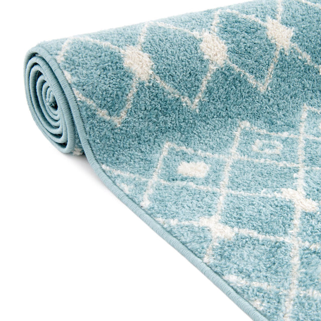 Aqua Blue 5' 3 x 8' Tribal Trellis Oval Area Rug Geometric Southwestern Inspired Durable Carpet for Home Interior Design for Sale at Rug Engine