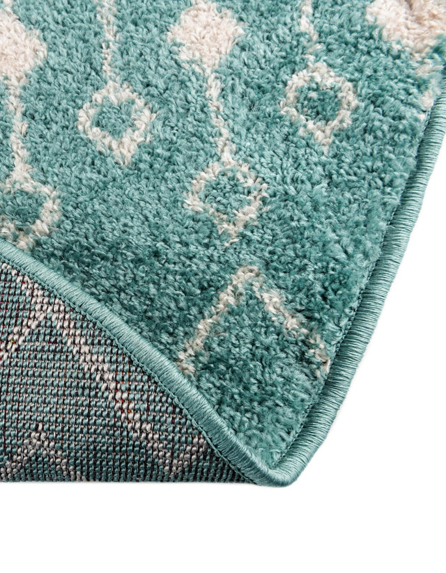 Aqua Blue 6' x 6' Tribal Trellis Round Area Rug Geometric Southwestern Inspired Durable Carpet for Home Interior Design for Sale at Rug Engine