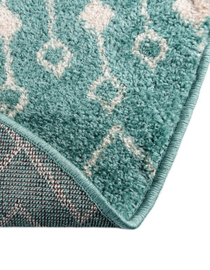 Aqua Blue 10' x 10' Tribal Trellis Round Area Rug Geometric Southwestern Inspired Durable Carpet for Home Interior Design for Sale at Rug Engine