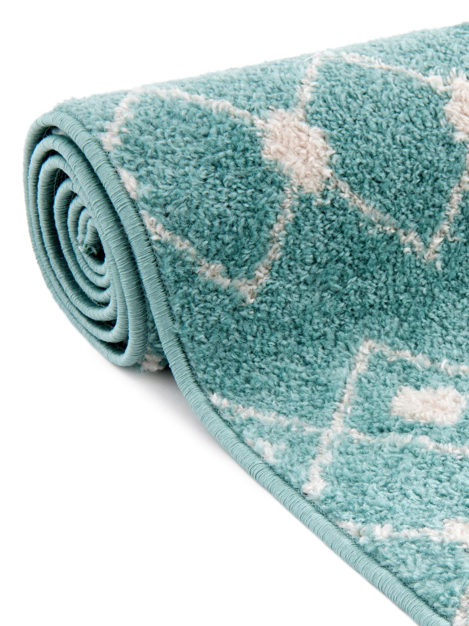 Aqua Blue 5' 3 x 5' 3 Tribal Trellis Round Area Rug Geometric Southwestern Inspired Durable Carpet for Home Interior Design for Sale at Rug Engine