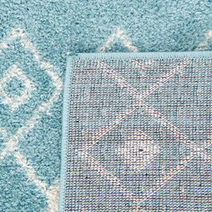Aqua Blue 2' x 5' Tribal Trellis Runner Area Rug Geometric Southwestern Inspired Durable Carpet for Home Interior Design for Sale at Rug Engine