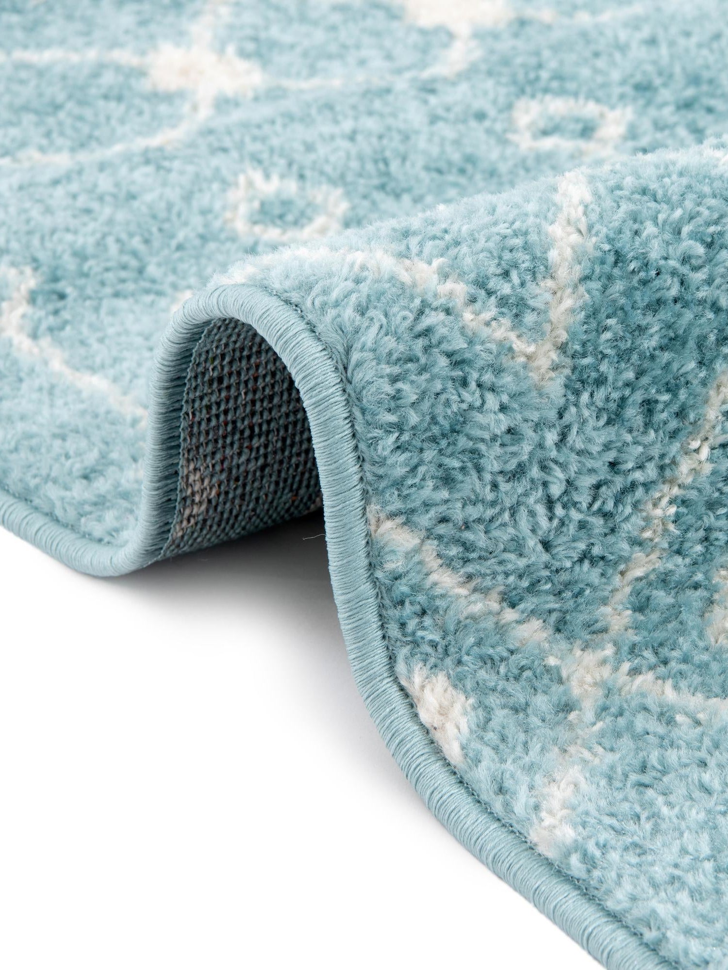 Aqua Blue 2' 7 x 12' Tribal Trellis Runner Area Rug Geometric Southwestern Inspired Durable Carpet for Home Interior Design for Sale at Rug Engine