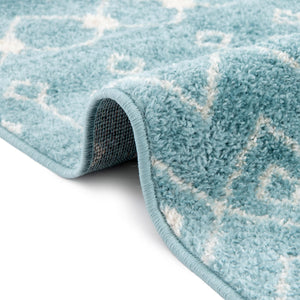 Aqua Blue 2' 7 x 12' Tribal Trellis Runner Area Rug Geometric Southwestern Inspired Durable Carpet for Home Interior Design for Sale at Rug Engine