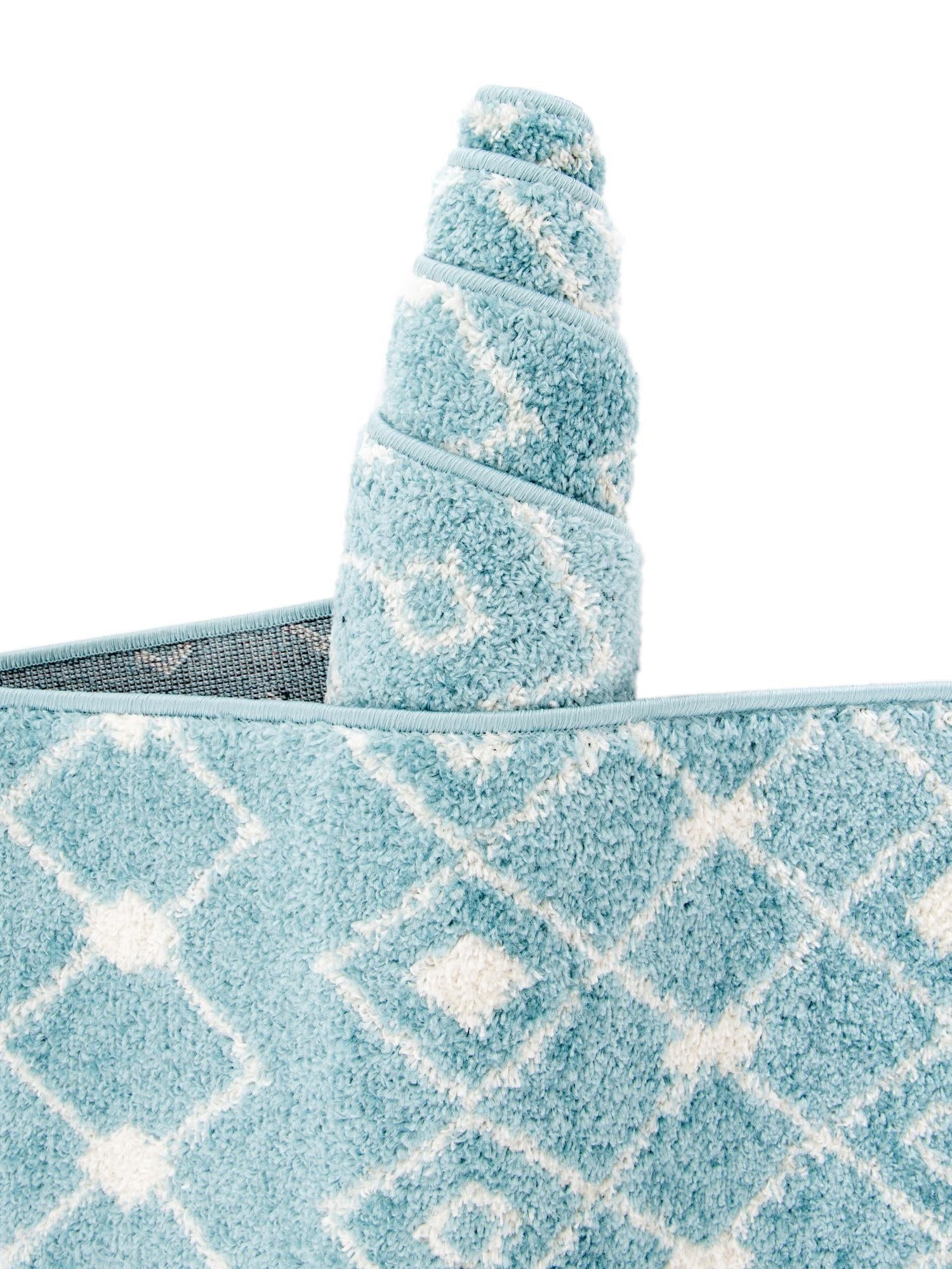 Aqua Blue 2' x 5' Tribal Trellis Runner Area Rug Geometric Southwestern Inspired Durable Carpet for Home Interior Design for Sale at Rug Engine