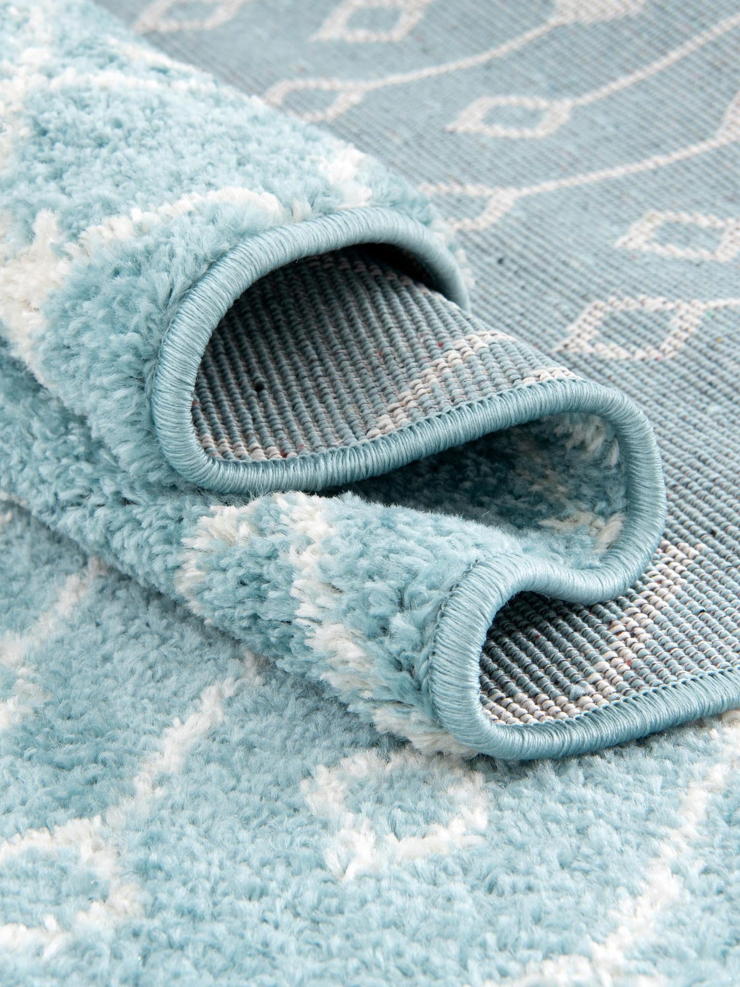 Aqua Blue 2' 7 x 10' Tribal Trellis Runner Area Rug Geometric Southwestern Inspired Durable Carpet for Home Interior Design for Sale at Rug Engine