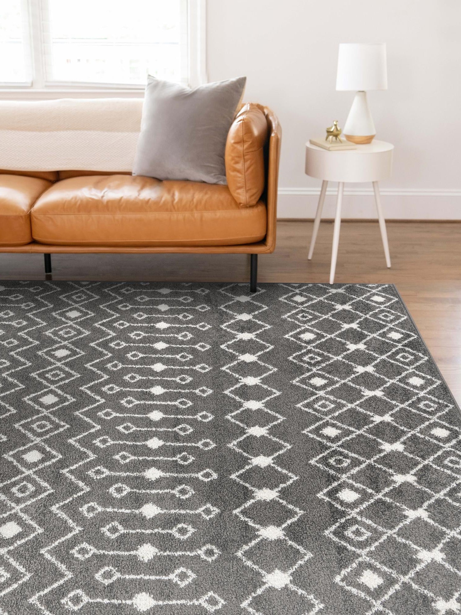 Dark Gray 10' 8 x 14' Tribal Trellis Rectangle Area Rug Geometric Southwestern Inspired Durable Carpet for Home Interior Design for Sale at Rug Engine