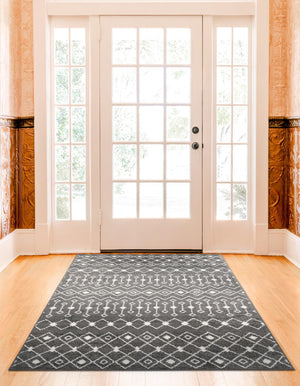 Dark Gray 8' x 10' Tribal Trellis Rectangle Area Rug Geometric Southwestern Inspired Durable Carpet for Home Interior Design for Sale at Rug Engine