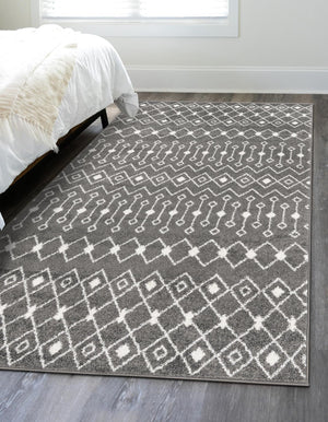 Dark Gray 10' 8 x 14' Tribal Trellis Rectangle Area Rug Geometric Southwestern Inspired Durable Carpet for Home Interior Design for Sale at Rug Engine