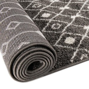 Dark Gray 4' x 6' Tribal Trellis Rectangle Area Rug Geometric Southwestern Inspired Durable Carpet for Home Interior Design for Sale at Rug Engine