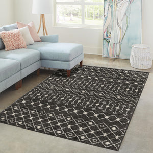 Dark Gray 10' 8 x 14' Tribal Trellis Rectangle Area Rug Geometric Southwestern Inspired Durable Carpet for Home Interior Design for Sale at Rug Engine