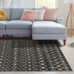 Dark Gray 4' x 6' Tribal Trellis Rectangle Area Rug Geometric Southwestern Inspired Durable Carpet for Home Interior Design for Sale at Rug Engine