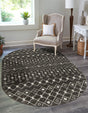 Dark Gray 4' x 6' Tribal Trellis Oval Area Rug Geometric Southwestern Inspired Durable Carpet for Home Interior Design for Sale at Rug Engine