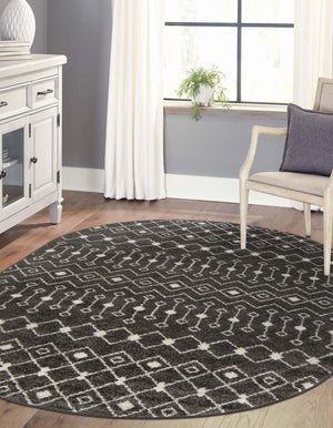 Dark Gray 4' x 6' Tribal Trellis Oval Area Rug Geometric Southwestern Inspired Durable Carpet for Home Interior Design for Sale at Rug Engine