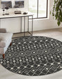 Dark Gray 3' 3 x 3' 3 Tribal Trellis Round Area Rug Geometric Southwestern Inspired Durable Carpet for Home Interior Design for Sale at Rug Engine