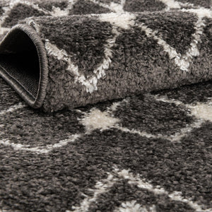 Dark Gray 7' 10 x 7' 10 Tribal Trellis Square Area Rug Geometric Southwestern Inspired Durable Carpet for Home Interior Design for Sale at Rug Engine