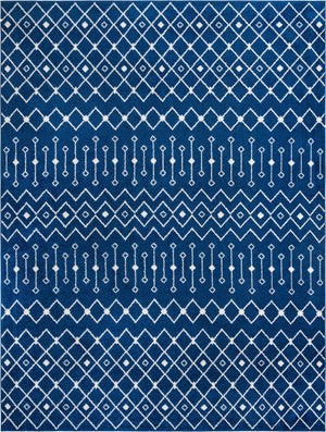 Navy Blue 10' 8 x 14' Tribal Trellis Rectangle Area Rug Geometric Southwestern Inspired Durable Carpet for Home Interior Design for Sale at Rug Engine
