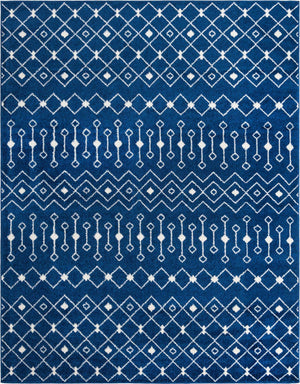 Navy Blue 7' 10 x 10' Tribal Trellis Rectangle Area Rug Geometric Southwestern Inspired Durable Carpet for Home Interior Design for Sale at Rug Engine