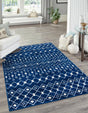 Navy Blue 2' x 3' 1 Tribal Trellis Rectangle Area Rug Geometric Southwestern Inspired Durable Carpet for Home Interior Design for Sale at Rug Engine
