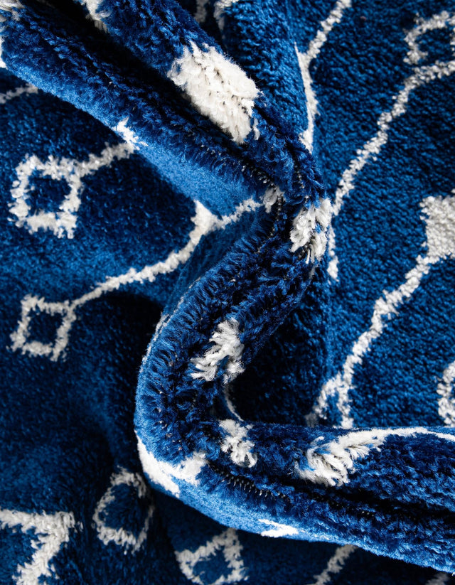 Navy Blue 9' x 12' Tribal Trellis Rectangle Area Rug Geometric Southwestern Inspired Durable Carpet for Home Interior Design for Sale at Rug Engine