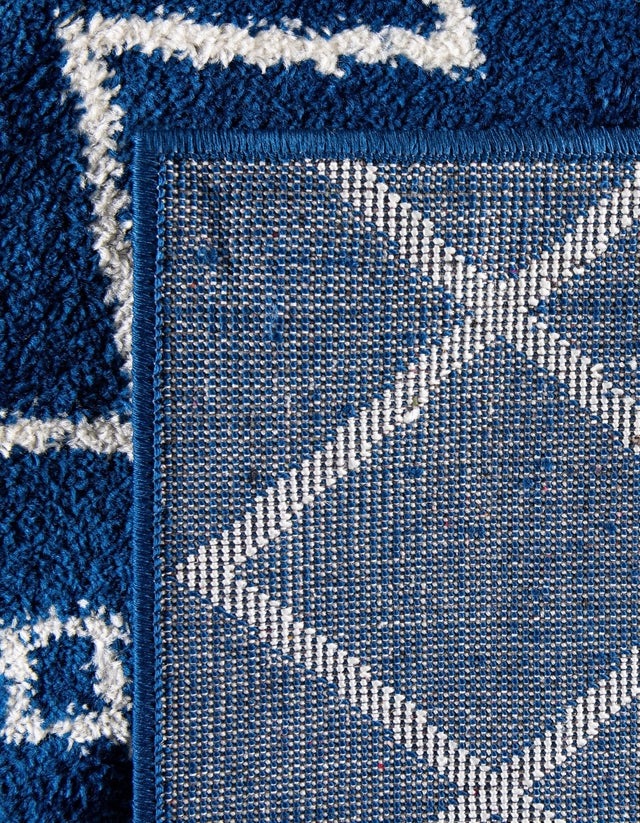 Navy Blue 9' x 12' Tribal Trellis Rectangle Area Rug Geometric Southwestern Inspired Durable Carpet for Home Interior Design for Sale at Rug Engine