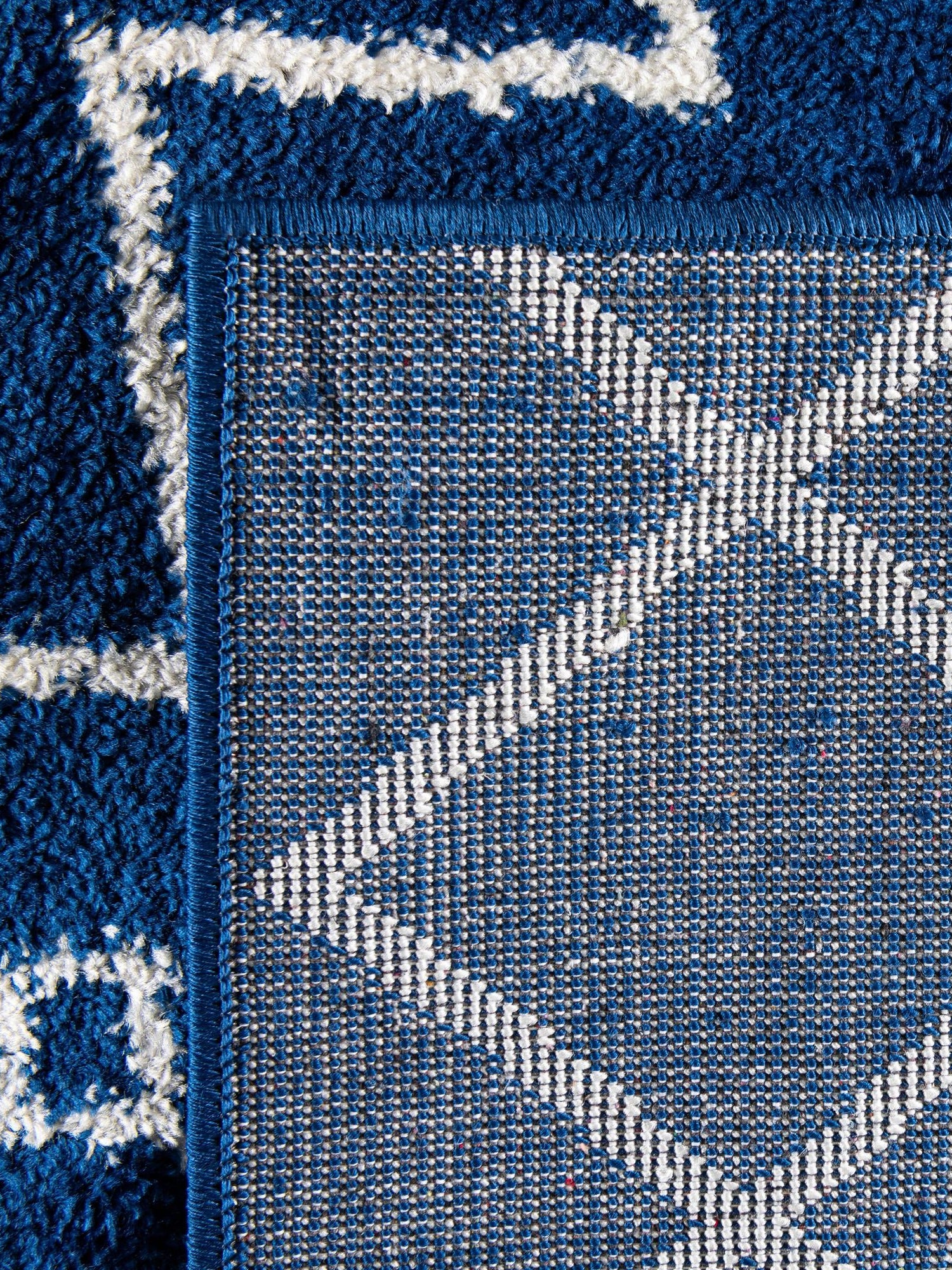 Navy Blue 7' 10 x 10' Tribal Trellis Rectangle Area Rug Geometric Southwestern Inspired Durable Carpet for Home Interior Design for Sale at Rug Engine