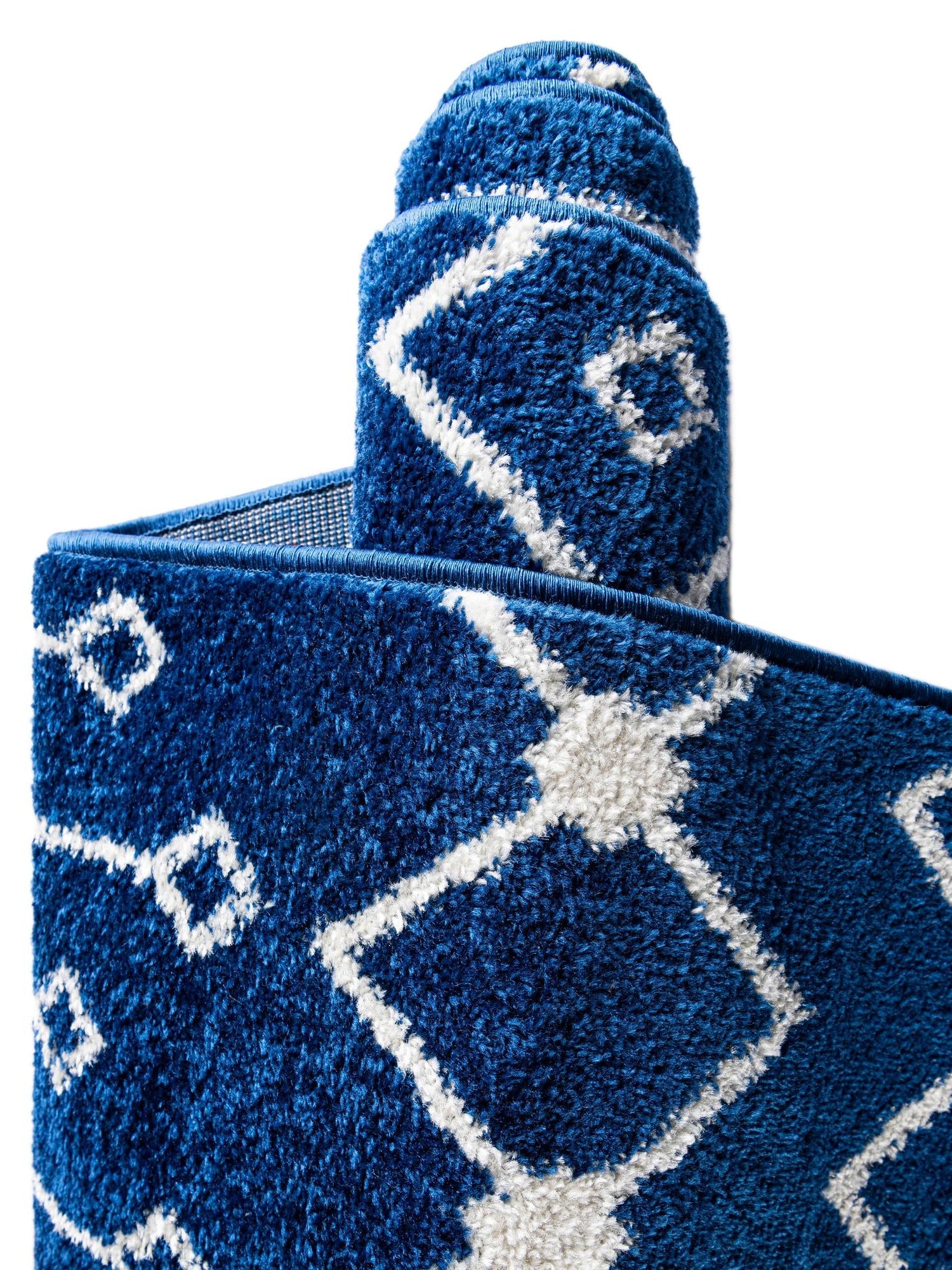 Navy Blue 10' 8 x 14' Tribal Trellis Rectangle Area Rug Geometric Southwestern Inspired Durable Carpet for Home Interior Design for Sale at Rug Engine