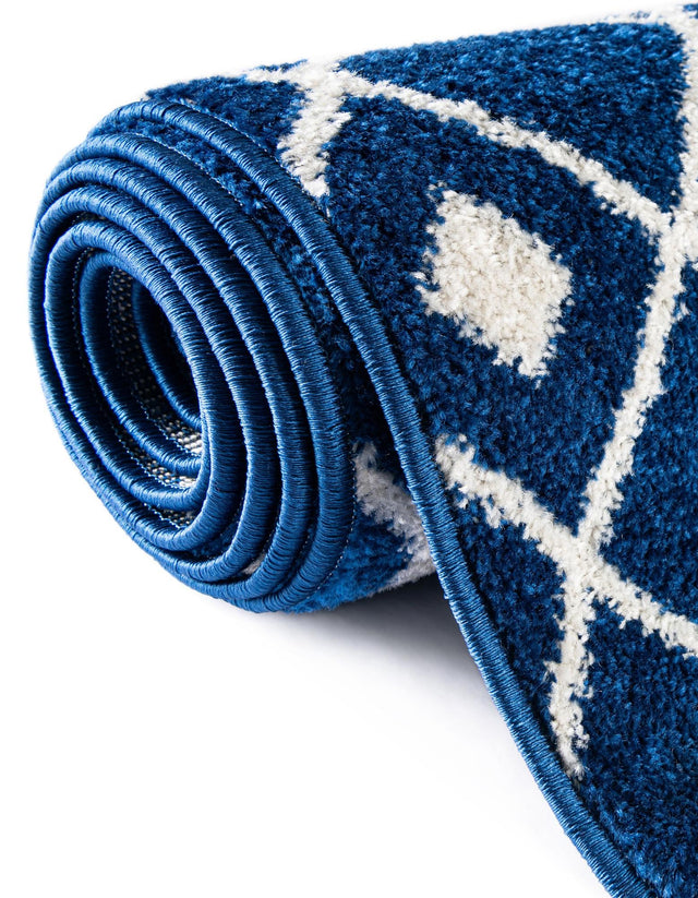 Navy Blue 10' x 13' 1 Tribal Trellis Rectangle Area Rug Geometric Southwestern Inspired Durable Carpet for Home Interior Design for Sale at Rug Engine