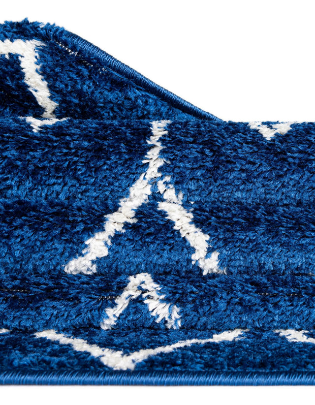 Navy Blue 9' x 12' Tribal Trellis Rectangle Area Rug Geometric Southwestern Inspired Durable Carpet for Home Interior Design for Sale at Rug Engine