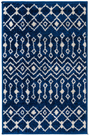 Navy Blue 2' x 3' 1 Tribal Trellis Rectangle Area Rug Geometric Southwestern Inspired Durable Carpet for Home Interior Design for Sale at Rug Engine